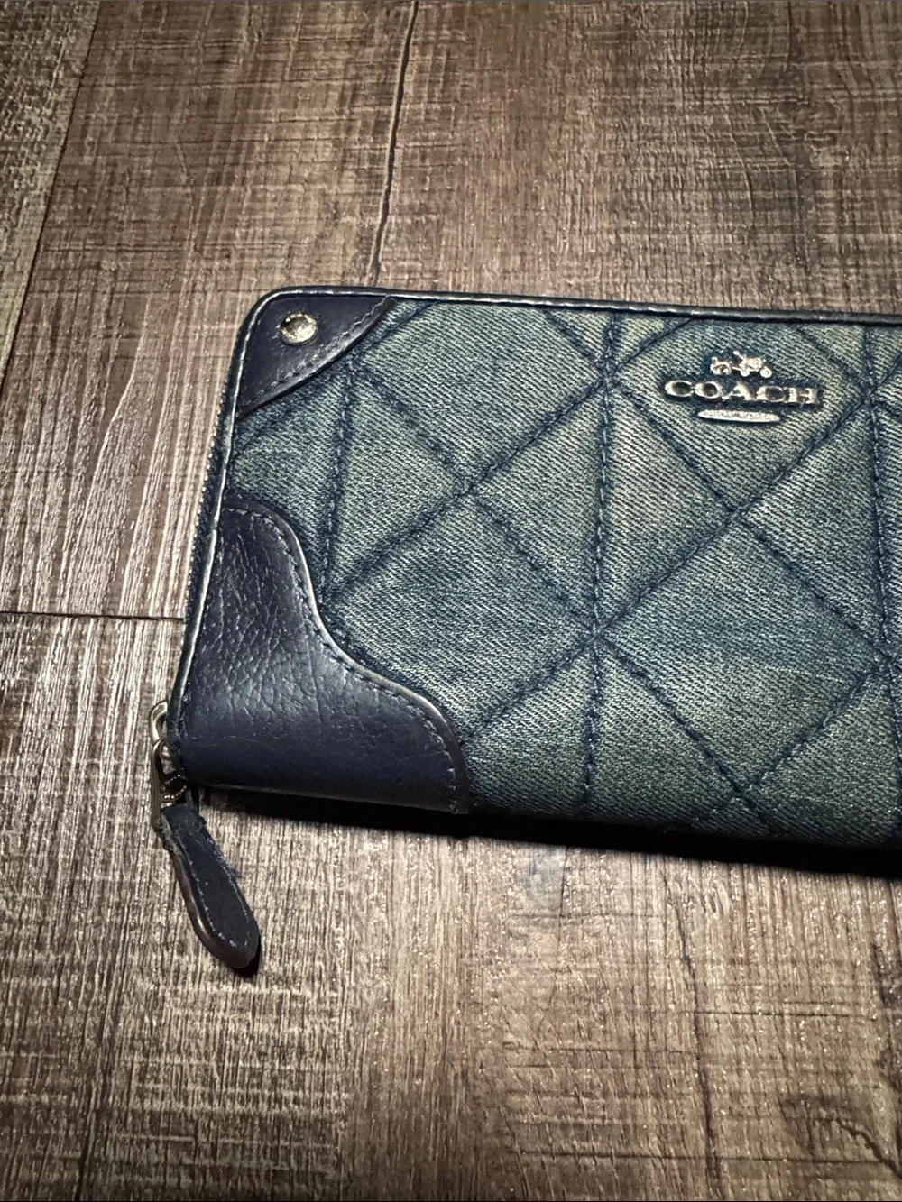 Coach Quilted Denim and Navy Zip Wallet